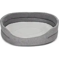 SuperKissen24. Hundebett für Hunde oder Katze- Waschbar Hundekissen - -Zertifikat - Wasserdicht Hundesofa - Oval - 71 cm x 60 cm - Hellgrau
