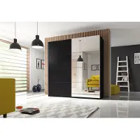 Hm Helvetia Kleiderschrank Schlafzimmerschrank Spiegel schwarz 200 cm