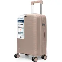 4FLY Hartschalen Reisekoffer L 65 cm (60L) mit TSA Schloss, 4 Doppelrollen und Teleskopgriff, Khaki
