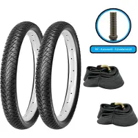 F24Tyre 2x Fahrradreifen SET 12x2,0 Zoll 50-203 Decke Mantel inkl. 2xAV Schlauch abgewinkelt