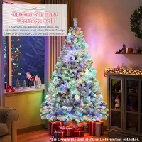 HOMDOX 183 cm Künstlicher Weihnachtsbaum Schneebeflockte Fichte mit 250 Mehrfarbigen LED-Lichtern für Zuhause, Büro, Party Dekoration