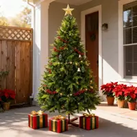 CIRCLIO 180cm Premium Weihnachtsbaum für Innen & Außen, UV-beständig, Frostsicher, Schnellaufbau mit stabilem Ständer und praktischer Aufbewahrung