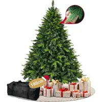 CIRCLIO Künstlich Weihnachtsbaum 180cm - Naturgetreu Spritzguss Premium Tannenbaum, Dichte Zweige Christbaum Unecht mit Holzständer und Aufbewahrungstasche