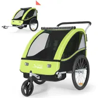 Tiggo VS 2 Kinderanhänger Fahrradanhänger 360° Drehbar 2in1 Joggerfunktion Kinderfahrradanhänger + 5-Punkt Sicherheitsgurt Jogger