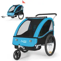 Tiggo VS 2 Kinderanhänger Fahrradanhänger 360° Drehbar 2in1 Joggerfunktion Kinderfahrradanhänger + 5-Punkt Sicherheitsgurt Jogger