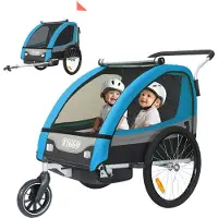Tiggo 2in1 Fahrradanhänger 5-Punkt Sicherheitsgurt Jogger Kinderanhänger Joggerfunktion Kinderfahrradanhänger für 1 bis 2 Kinder 360° Drehbar 50402