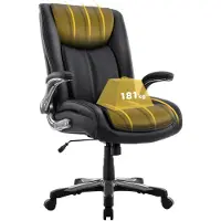 COLAMY Großer und hoher Bürostuhl – Strapazierfähiger Chefsessel mit hoher Rückenlehne und klappbaren Armlehnen, ideal für das Homeoffice, schwarz