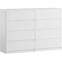 YUMEBLY Kommode mit 8 Schubladen | 140x97x40 cm | Große Schubladenkommode für Schlafzimmer, Wohnzimmer, Büro, Kinderzimmer | Viel Stauraum | Weiß