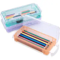 PPGoods 3 Stück Stifteboxen mit Klickverschluss – Transparent Kristall – Organizer für Schul- und Bürobedarf – Stapelbar
