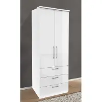 Hm Helvetia Kleiderschrank "Optima" Drehtürenschrank 90 cm weiß Hochglanz 2-Türig