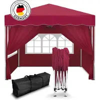 Kronenburg Faltpavillon 3x3m - Wasserfest, UV-Schutz 50+, 4 Seitenteile, rot