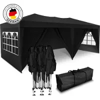 Kronenburg Faltpavillon 3x6m - Wasserfest, UV-Schutz 50+, 6 Seitenteile, Schwarz