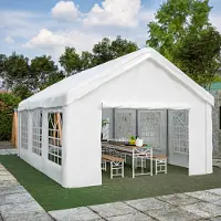 Laiham Partyzelt 4x6m Festzelt Pavillon Gartenzelt mit Fenstern Bierzelt weiß Wasserdicht UV Schutz Festzelt PE Plane