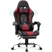 COLAMY Gaming Stuhl – Ergonomischer Computerstuhl mit Fußstütze, Lendenwirbelstütze, Kopfstütze, 360° Drehfunktion und hoher Rückenlehne, rot