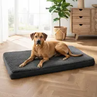 Belviona Hundematratze, weiche & stabile Liegematte mit waschbarem Bezug, 112x81x8 cm, schwarz