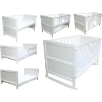 Micoland Kinderbett Juniorbett Beistellbett Wiege 140 x 70cm 4in1 mit Matratze weiß