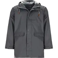 FRIESEN Friesennerz Herren Regenjacke "Kein Wasser, Mann!" II mit Innenfutter - Regenmantel Outdoor Jacke mit Kapuze wasserdicht und waschbar in Anthrazit Größe 4XL