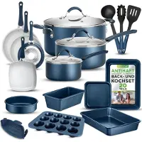 Nutrichef 20-Teiliges Topfset, Pfannenset & Backformen Set Antihaft–Kochgeschirr–Induktions Töpfe & Pfannen: Kuchenbackform rund, Kastenform, Bratform
