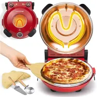 Nutrichef Pizzaofen Elektrisch – Ø 35,5cm Abnehmbarer Keramikstein, 1200W bis 430°C