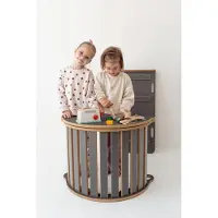 Grawersi.pl 3in1 KLEINE Montessori Wippe mit Handgriffen + Tischplatte + kleine LEITER Rutsche - grau