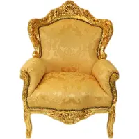 Nicht markengebunden Barocksessel Barock Sessel Barockstuhl Armlehne Gold Gemustert Stoff Esszimmer Wohnzimmer Büro Flur Schminkstuhl Klassisch Barock Stuhl Premium Luxus