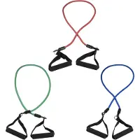 Gorilla Sports Resistance Bands - 3er Set, inkl. Tragetasche, mit Schaumstoffgriffen, Bänder aus Gummi, Verstellbar - Fitnessbänder, Widerstandsbänder, Expander Tubes, Gymnastikbänder, Fitnessgeräte