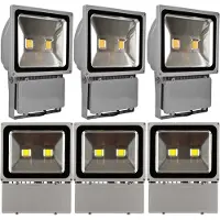 Greenmigo 6pcs 100W LED Strahler Außen 3000K Warmweiß Flutlicht Fluter IP65 Wasserdicht Flutlicht Außenstrahler für Garten Garage Sportplatz