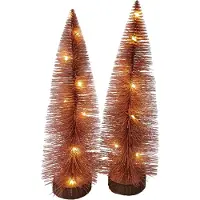 Sesua Beleuchteter Deko Tannenbaum 2er Set Bronze 50cm Weihnachtsbaum + 25 Micro- LEDs warmweiß