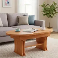 Designimpex Design Couchtisch DA-130 oval ausziehbar höhenverstellbar mit Ablage