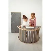 Grawersi.pl 3in1 große Montessori Wippe mit Handgriffen + Tischplatte + große WÖLKCHEN Rutsche - grau