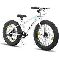 Hiland 24 Zoll Kinderfahrrad mit 4.0 Fat Tire, Shimano 7-Gang, Geeignet für Strand, Schnee, Kinder Mountainbike Jungen Mädchen, Weiß