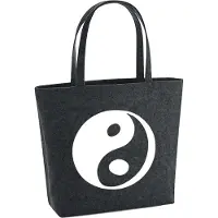 Hellweg Druckerei Huuraa Filzshopper Yin und Yang Taoismus 22 Liter Charcoal Melange Filztasche Geschenkidee