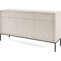Masseno Kommode STELLARE 154 cm Sideboard mit 3 Schubladen und 3 Türen für Wohnzimmer Schlafzimmer Modern 154x39x83 cm Kaschmir / Kaschmir
