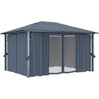 vidaXL Pavillon mit Vorhängen 400×300 cm Anthrazit Aluminium , Pavillons & Partyzelte Design 2024