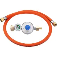 Cadac Gasdruckregler Überdruckregler Überlaufregler 50 mbar mit Schlauch 1/4'' BSP Linksaußengewinde