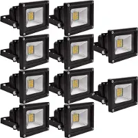Greenmigo 10x 20W SMD LED Fluter Strahler Gartenlampe Warmweiß warmweiss Licht mit Schwarz Aluminium Gehäuse Wasserdicht IP65 85-265V