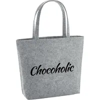 Hellweg Druckerei Huuraa Filzshopper Chocoholic Schriftzug 22 Liter Grey Melange Filztasche Geschenkidee