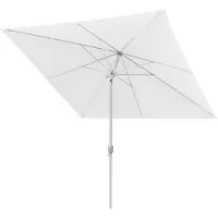 Paramondo Sonnenschirm 3x3m quadratisch weiß Garten Balkon knickbar mit Kurbel UV-Schutz Gestell silber interpara