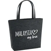 Hellweg Druckerei Huuraa Filzshopper Malaysia my love 22 Liter Charcoal Melange Filztasche Geschenkidee