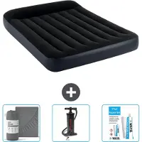 Intex Airbed – Doppelbett – 137 x 191 x 25 cm – Dunkelblau – Im Lieferumfang enthalten Spannbettuch - Pumpe en Reperaturset