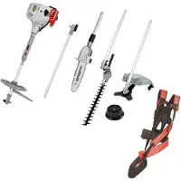 Ikra 4in1 Benzin Multitool IBKH 52-1 | Rasentrimmer 42 cm | Freischneider Ø 25,5 cm | Heckenschere 39,5 cm | Hochentaster Schnittlänge 25,5 cm