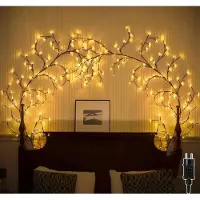 Ciskotu 2er Lichterkette Willow Vine,USB Weidenrebe Baum Lichter , 144 LED Biegbare KÃ1/4nstliche Baumzweige Lichter