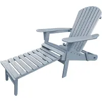 Axi Alexa Adirondackstuhl mit Fußteil, Klappbar in Warmes Grau | Gartenstuhl / Loungestuhl / Adirondack Stuhl / 100% Hemlockholz für 1 Person mit Armlehnen & hoher Rückenlehne | 147 x 78,5 x 89 cm
