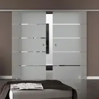 Levidor Doppelglasschiebetür Komplettset 2x 102,5 x 217,5 cm Berlin Aluminium mit Griffmuscheln und SoftClose