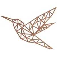 WANDStyle Wanddeko aus Holz Origami Kolibri 40 x 30 cm in der Farbe Mahagoni Furnier
