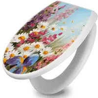 Banjado Toilettendeckel Mit Absenkautomatik WC-Sitz Soft Close Weiß Hygienischer Duroplast Leichte Montage Mit Motiv Sommerstrauss