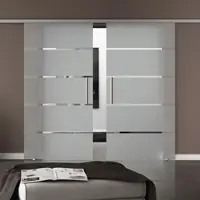 Levidor Doppelglasschiebetür Komplettset 2x 77,5 x 205 cm Berlin Aluminium mit Stangengriffen und SoftClose