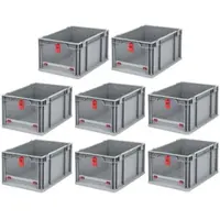 Proregal 8x Eurobox NextGen Insight Cover | HxBxT 22x30x40 | 20 Liter | Hoch/Rot | Eurobehälter, Transportbox, Transportbehälter