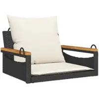 Furnicato Hängesessel mit Kissen Schwarz 63x62x40 cm Poly Rattan