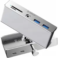 ORICO Mh5Pmm Klemmmontierter Hub Usb-C / 2X Usb-A 3.0, + Sd&Tf + 3,5Mm Audio - Silber